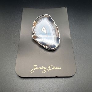 FREEFORM SILVER PLATED BLUE/BROWN AGATE PHONE ACCESSORIE